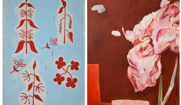 Collage Ausstellung Blaetter Linien und Figuren