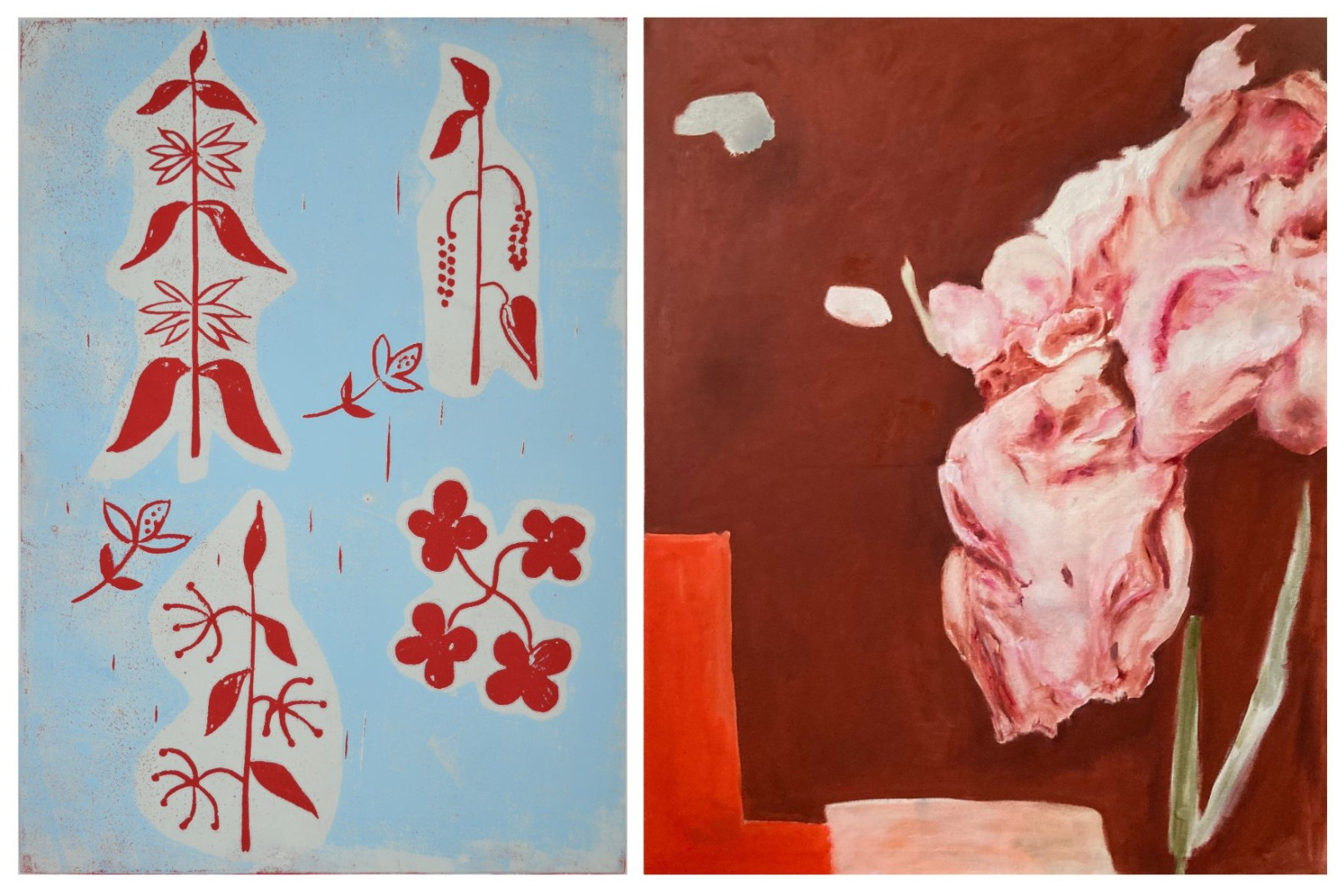 Collage Ausstellung Blaetter Linien und Figuren