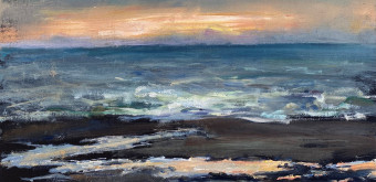 Stuermischer Sonnenuntergang an der Nordsee