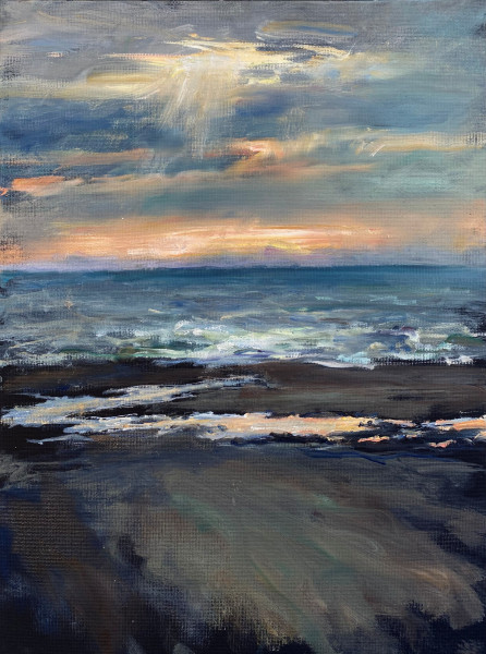 Stuermischer Sonnenuntergang an der Nordsee