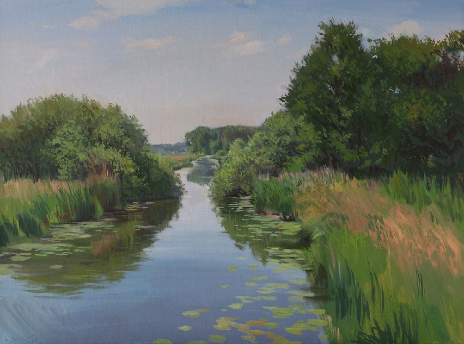 Till Warwas 2023 Durchblick Kirchenfleet St. Juergen Oel auf Leinwand 60 x 60 cm